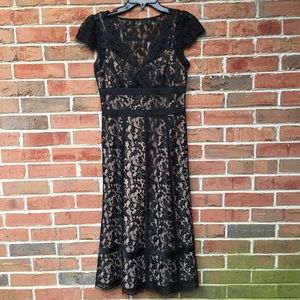 NWOT Ann Taylor Black Lace/Nude Slip Dress  Sz 2